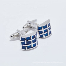 Custom Nickel plated Blue enamel Cufflinks For Mens Shirts